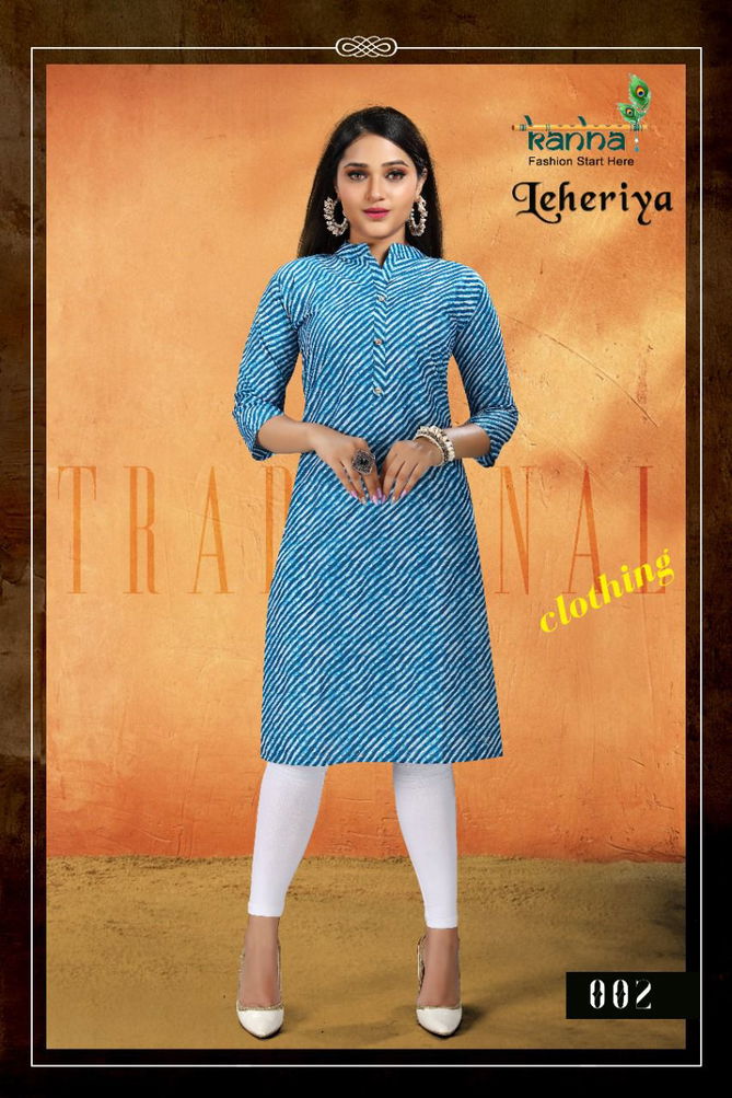 Kanha Leheriya Pure Cotton Printed Regular Wear Kurti Collection